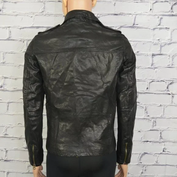 Mens Scotch and Soda Leather Biker Jacket Motorcycle cafe racer size small